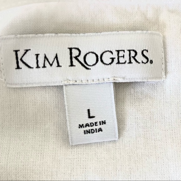 White Blouse Kim Rogers Size L Folklore Embroidered Top - Picture 11 of 13